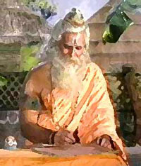 Rishi (sage) writing Veda Upanishads or Shruti revealed truths about Brahman ultimate reality
